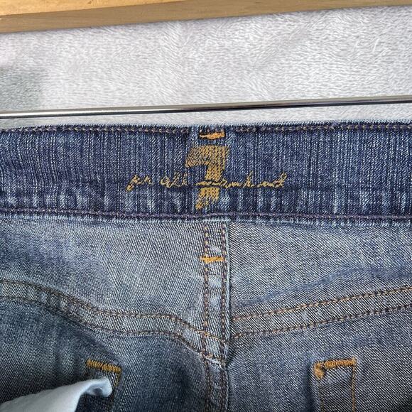 7 For All Mankind Jeans Women's 28 Straight Fit Mid Rise Blue Denim Casual Boho - Picture 10 of 12